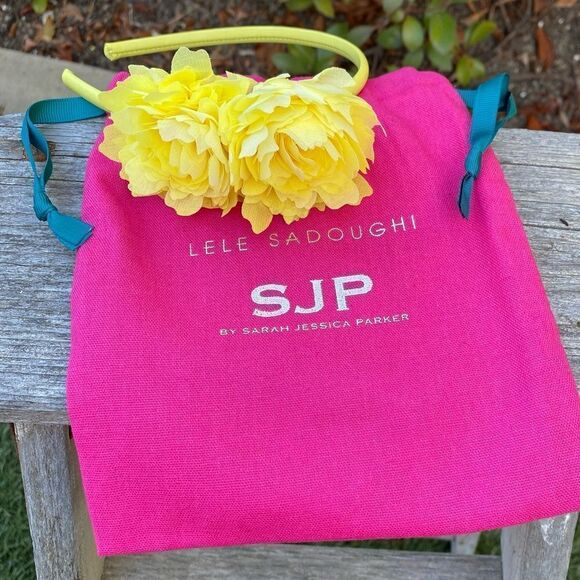 NWT New Lele Sadoughi x Sarah Jessica Parker Yellow PEONY BOUQUET HEADBAND - Picture 10 of 10